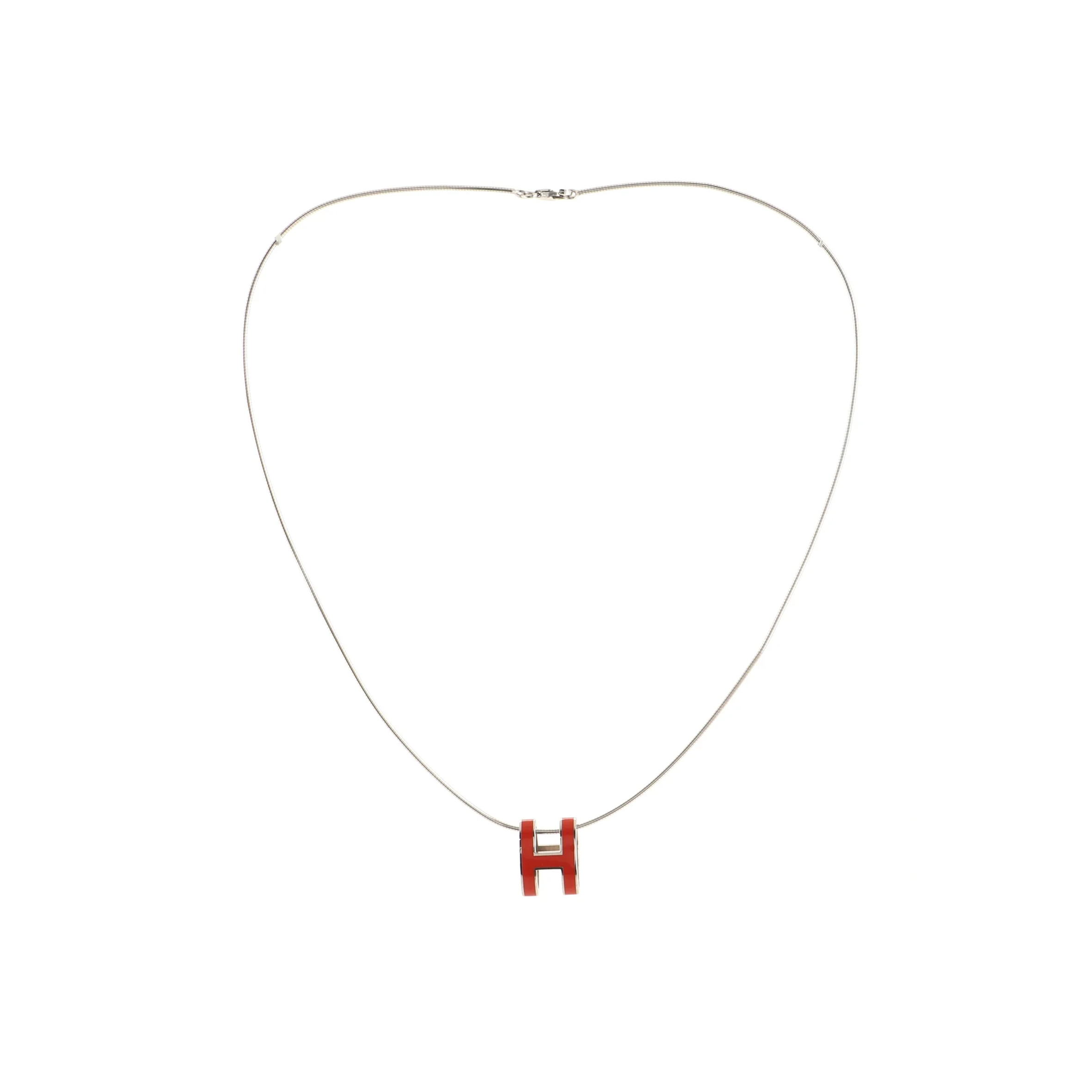 H**mes pop h pendant cord necklace metal and ename